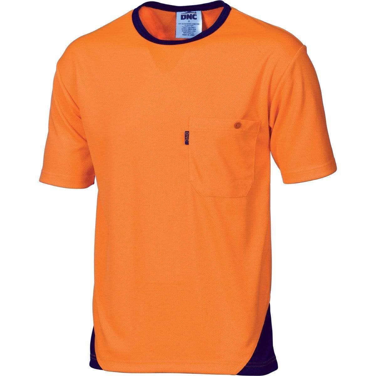 Dnc Workwear Hi-vis Cool-breathe Short Sleeve Tee - 3711 Work Wear DNC Workwear Orange/Navy XS 